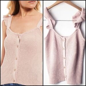 NEW! COCO & JAIMESON Blush Knit Sleeveless Flutter Straps Tank Top Large.